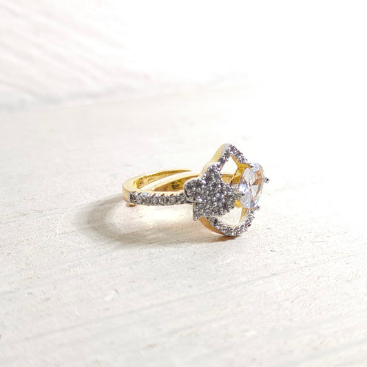 Central Oval-Cut Diamond Ring