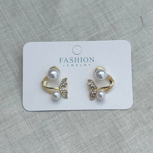 Mermaid Tail Pearl Stud Earrings