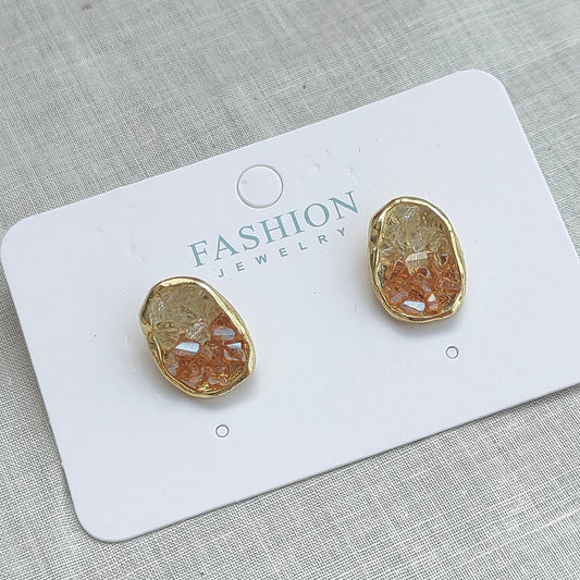 Oval Crystal Stud Earrings