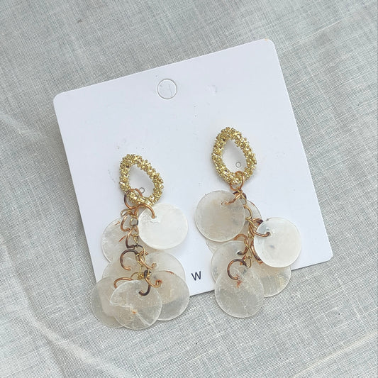 Pearly White Shell Disc Earring