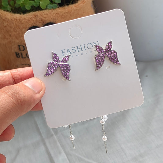 Purple Butterfly Dangle Earrings