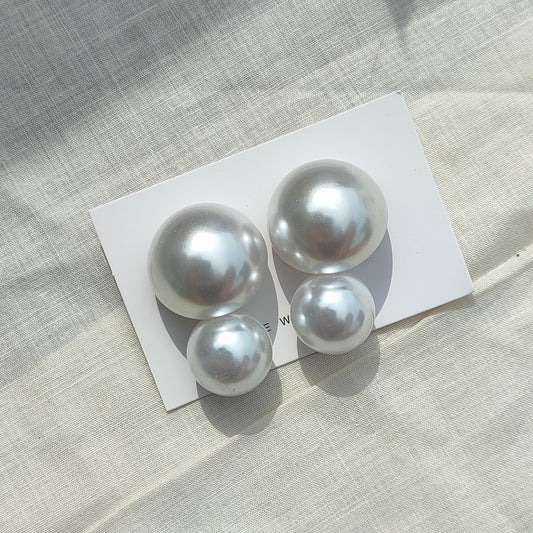 Double Pearl Stud Earrings