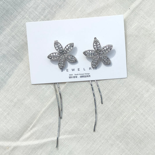 Flower crystal drop earring