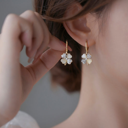 Four Leaf Clover Hoop Earrings