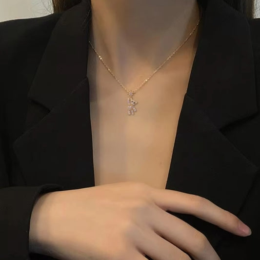 Crystal Teddy Bear Pendant Necklace