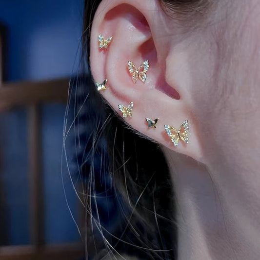 Butterfly Stud Earrings Set