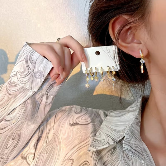 Mixed Charm Hoop Earring Set