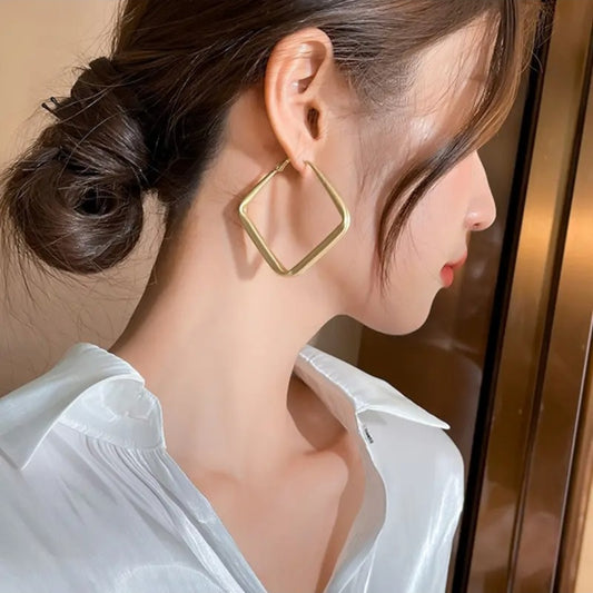 Gold Square Hoop Earrings