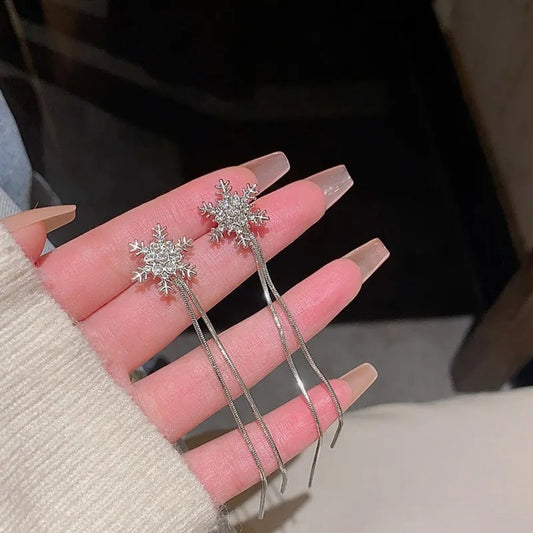 Snowflake Tassel Drop Earrings