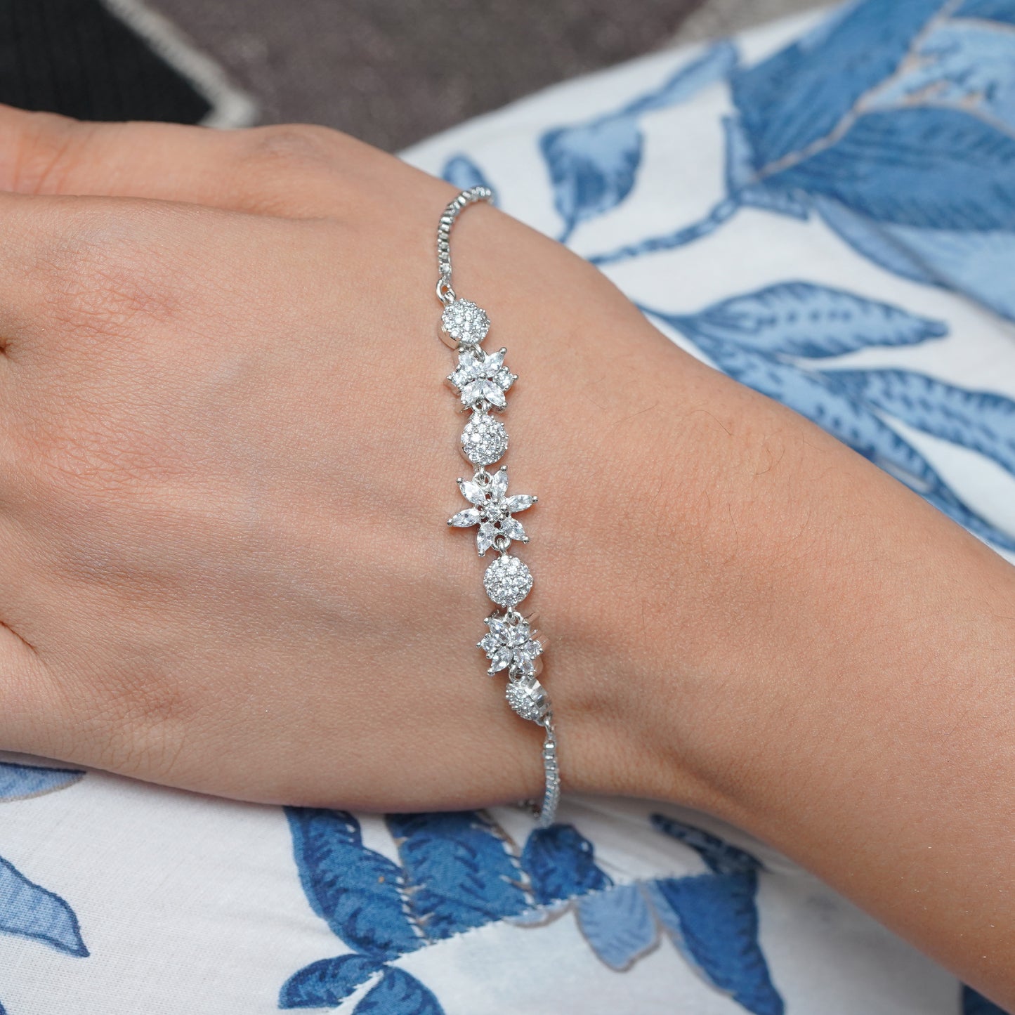 Floral Motif Tennis Bracelet