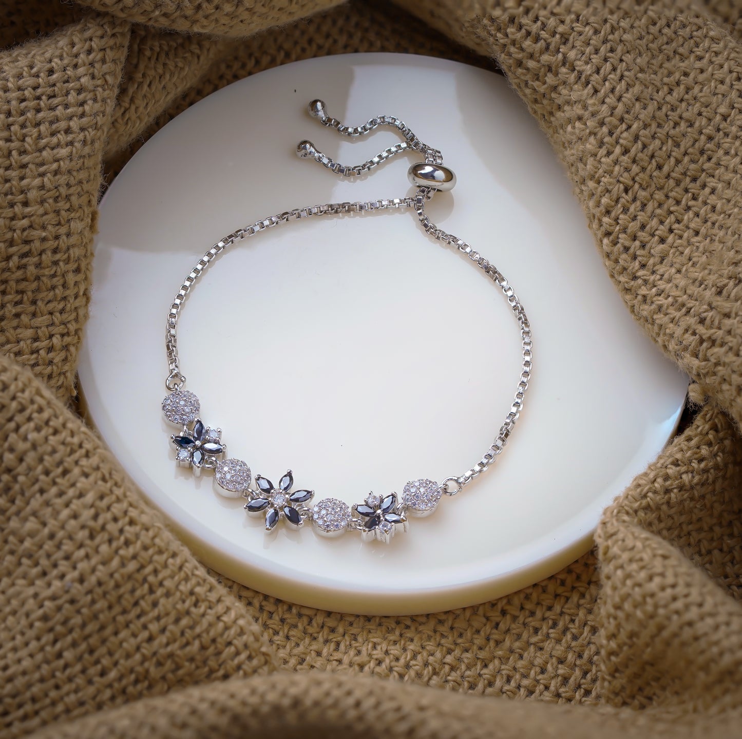 Floral Motif Tennis Bracelet