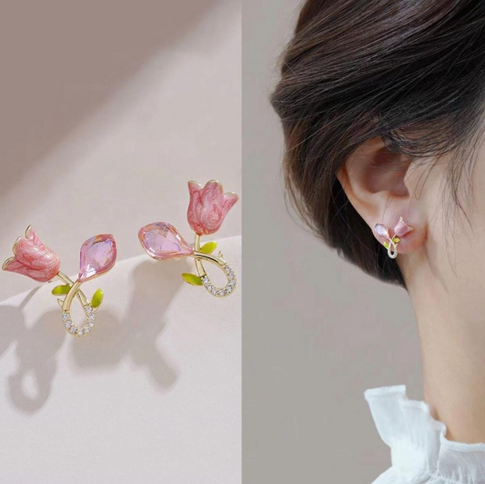 Pink Floral Earring