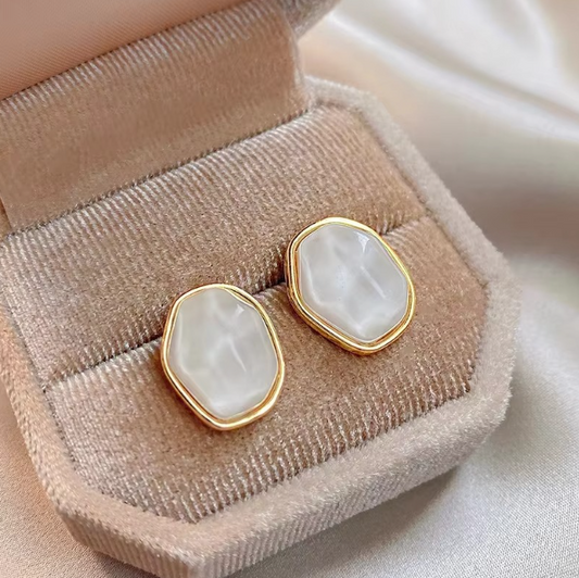 White Stone Stud Earring