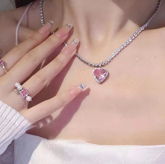 Pink Heart Korean Necklace