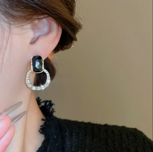 Korean Geometric Pendant Earring