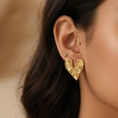 Heart Shape Golden Earring