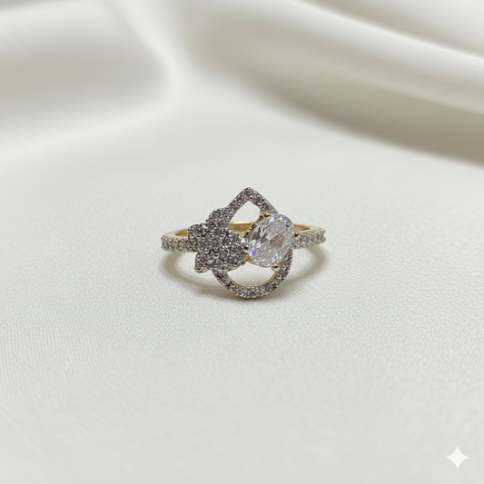 Central Oval-Cut Diamond Ring