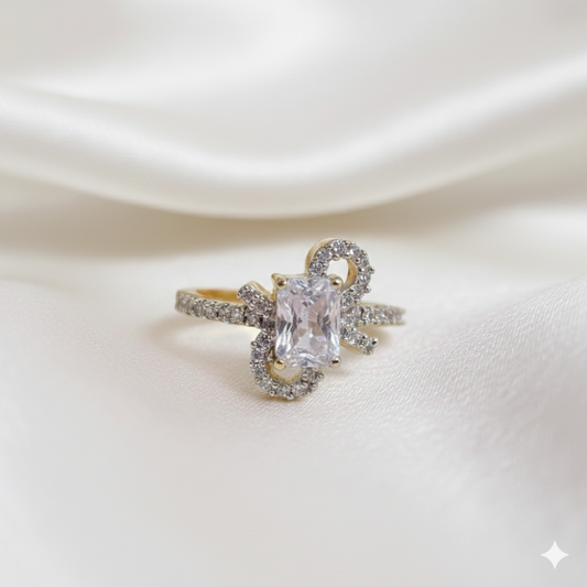 Emerald-Cut Center Stone Ring