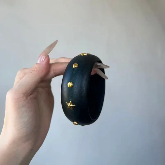 Wooden Chunky Black Kada