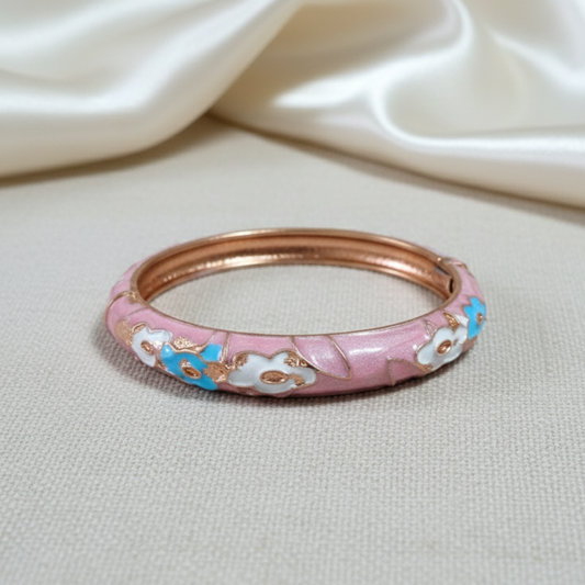 Thin Noir Bloom Enamel Bangle