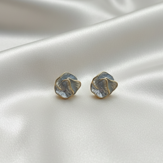 Princess White Flower Stud Earrings