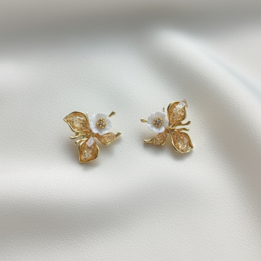 Butterfly Floral Stud Earring