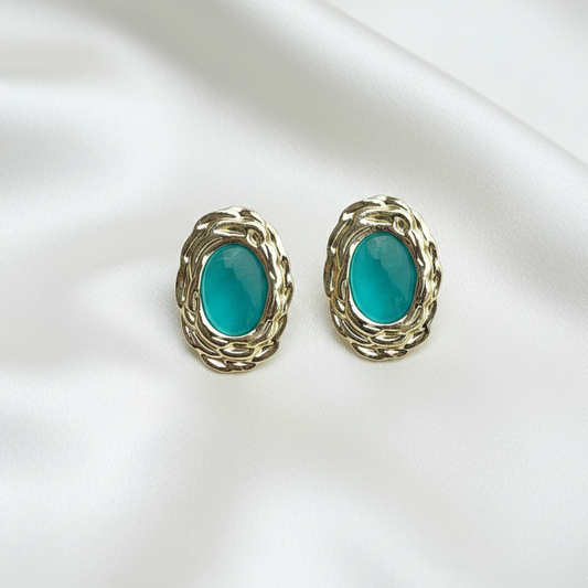 Vintage-Style Oval Turquoise Earrings