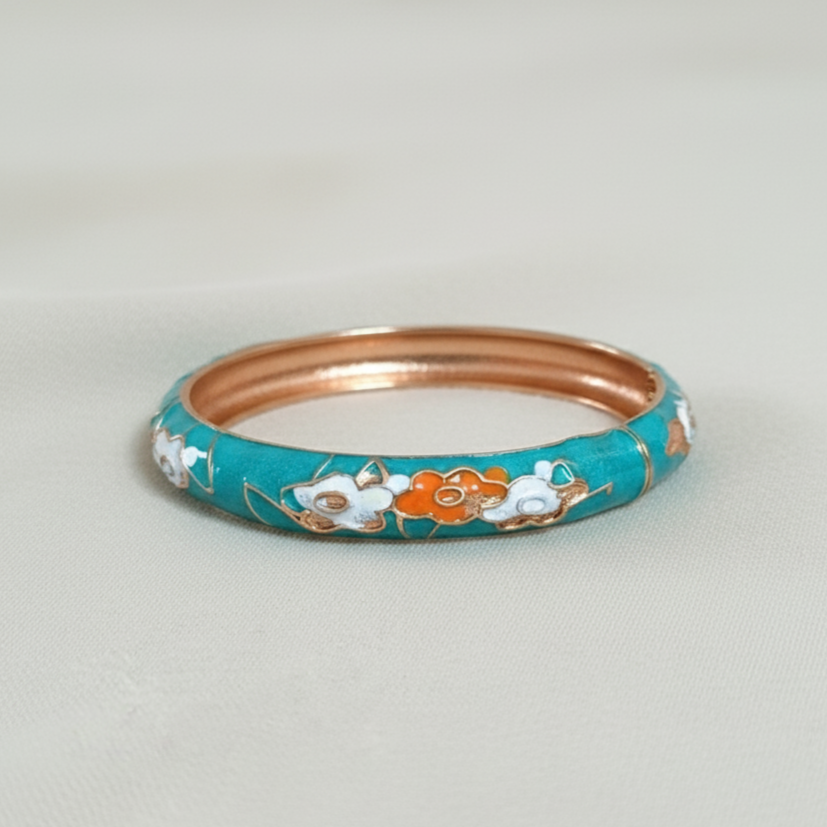 Thin Noir Bloom Enamel Bangle
