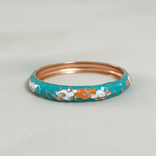 Thin Noir Bloom Enamel Bangle