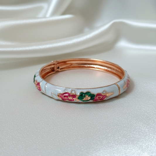 Thin Noir Bloom Enamel Bangle