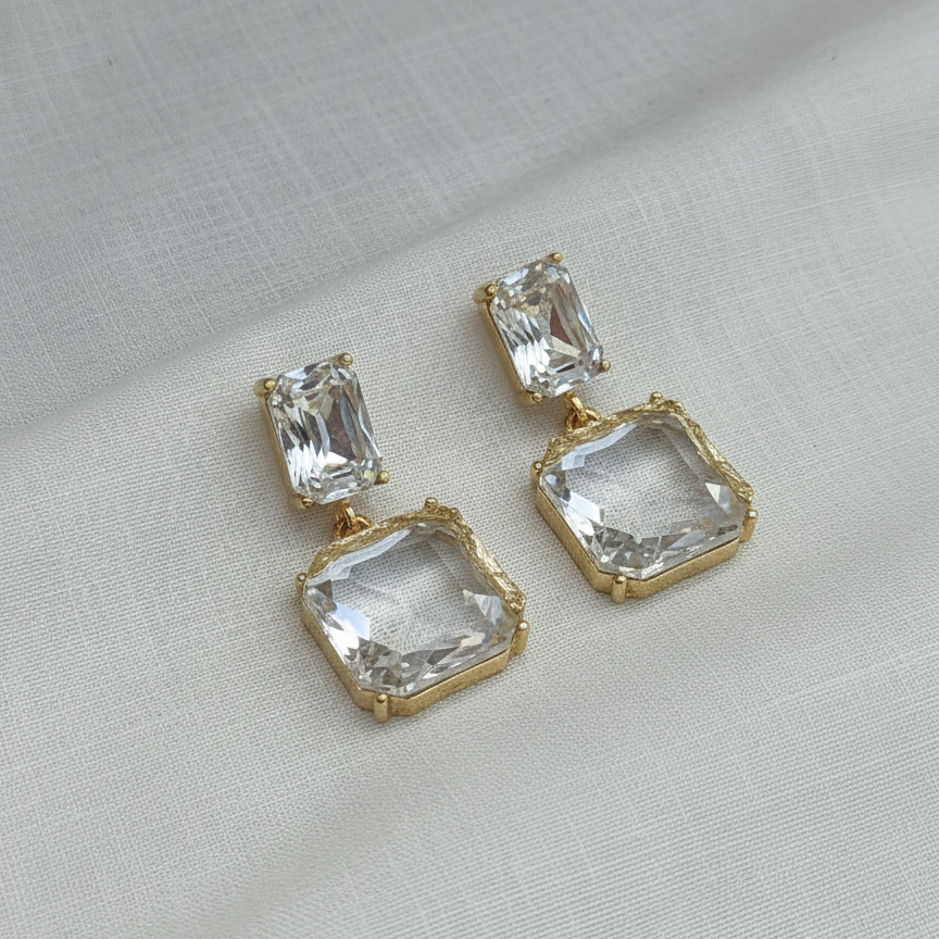 Geometric Crystal Dangle Earrings