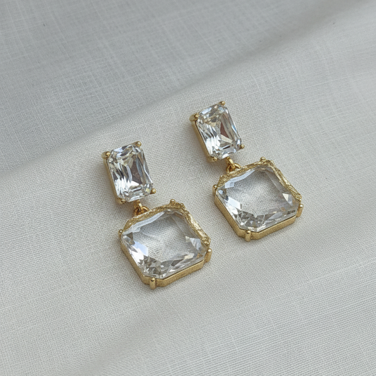 Geometric Crystal Dangle Earrings