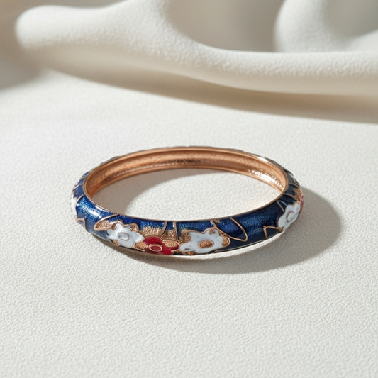 Thin Noir Bloom Enamel Bangle