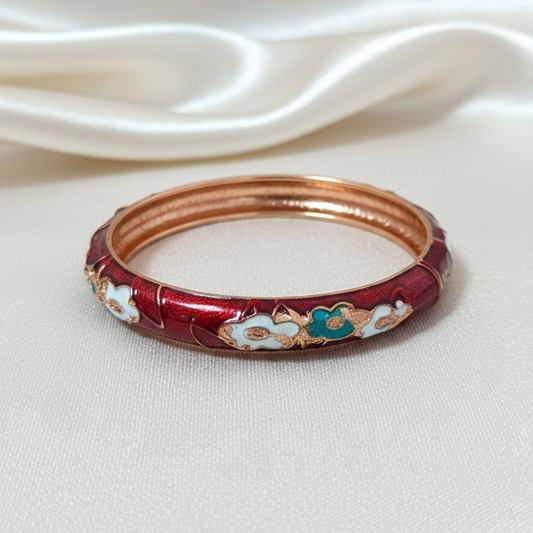 Thin Noir Bloom Enamel Bangle