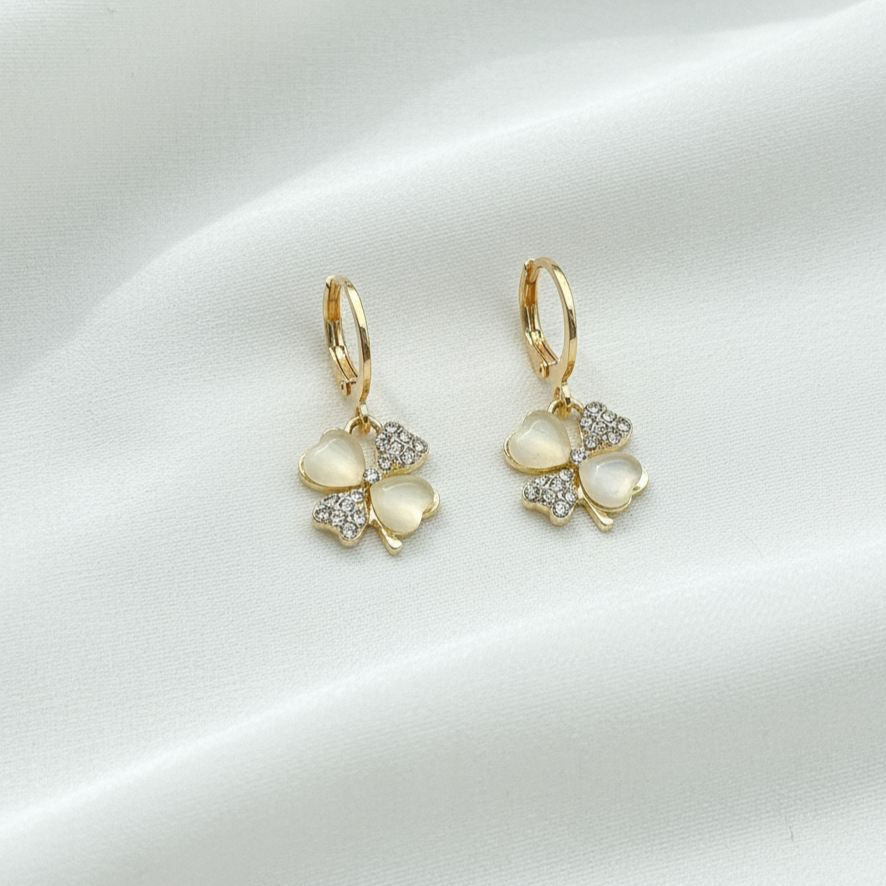 Four Leaf Clover Hoop Earrings