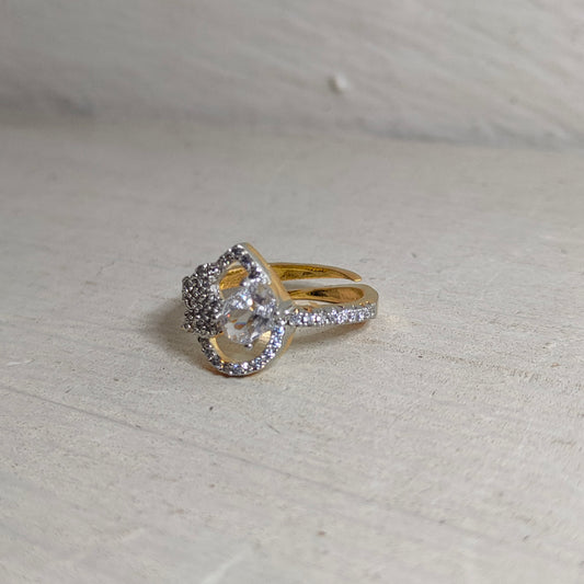 Central Oval-Cut Diamond Ring