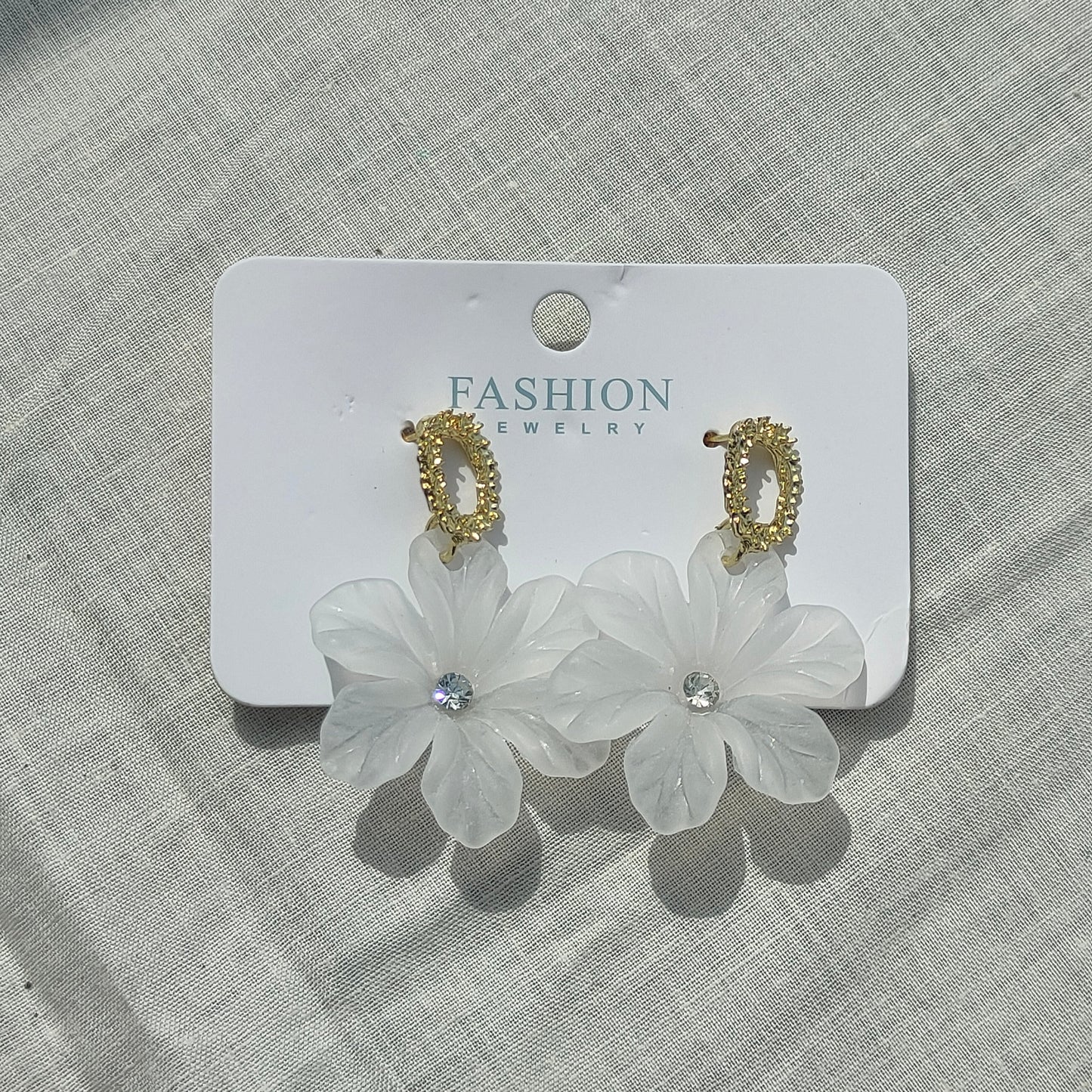 Transparent White Flower Stud Earrings
