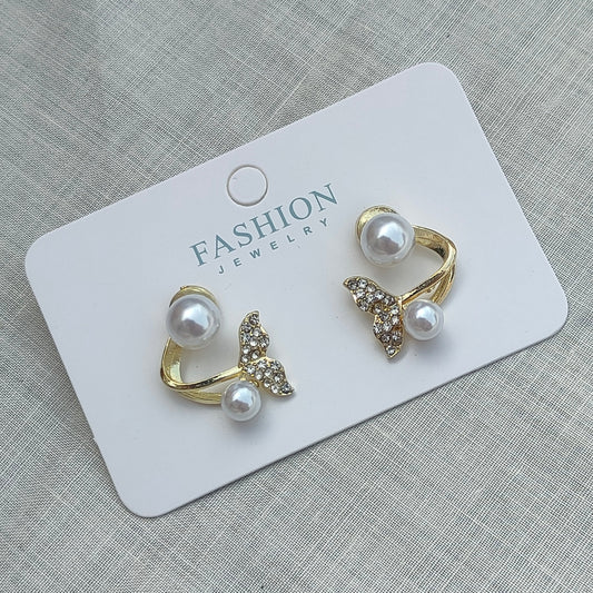 Mermaid Tail Pearl Stud Earrings
