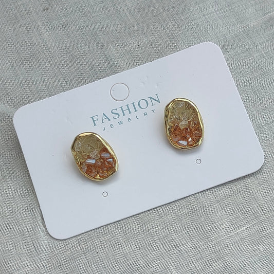 Oval Crystal Stud Earrings