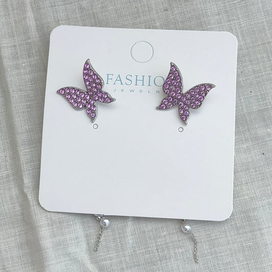 Purple Butterfly Dangle Earrings