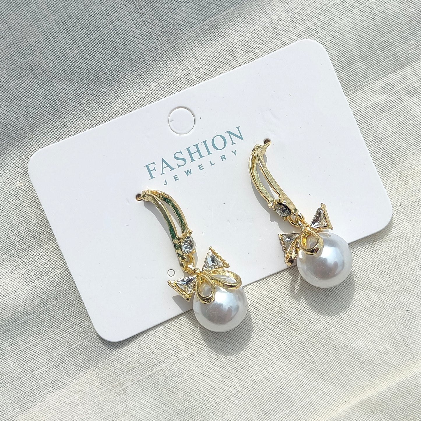 Pearl Bow Drop Earrings