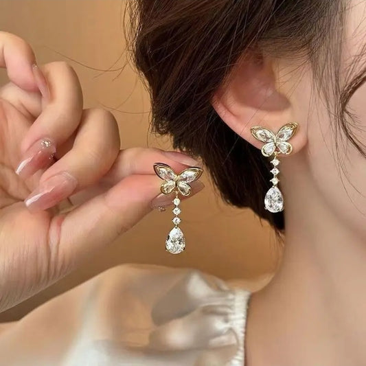 Butterfly Crystal Drop Earrings