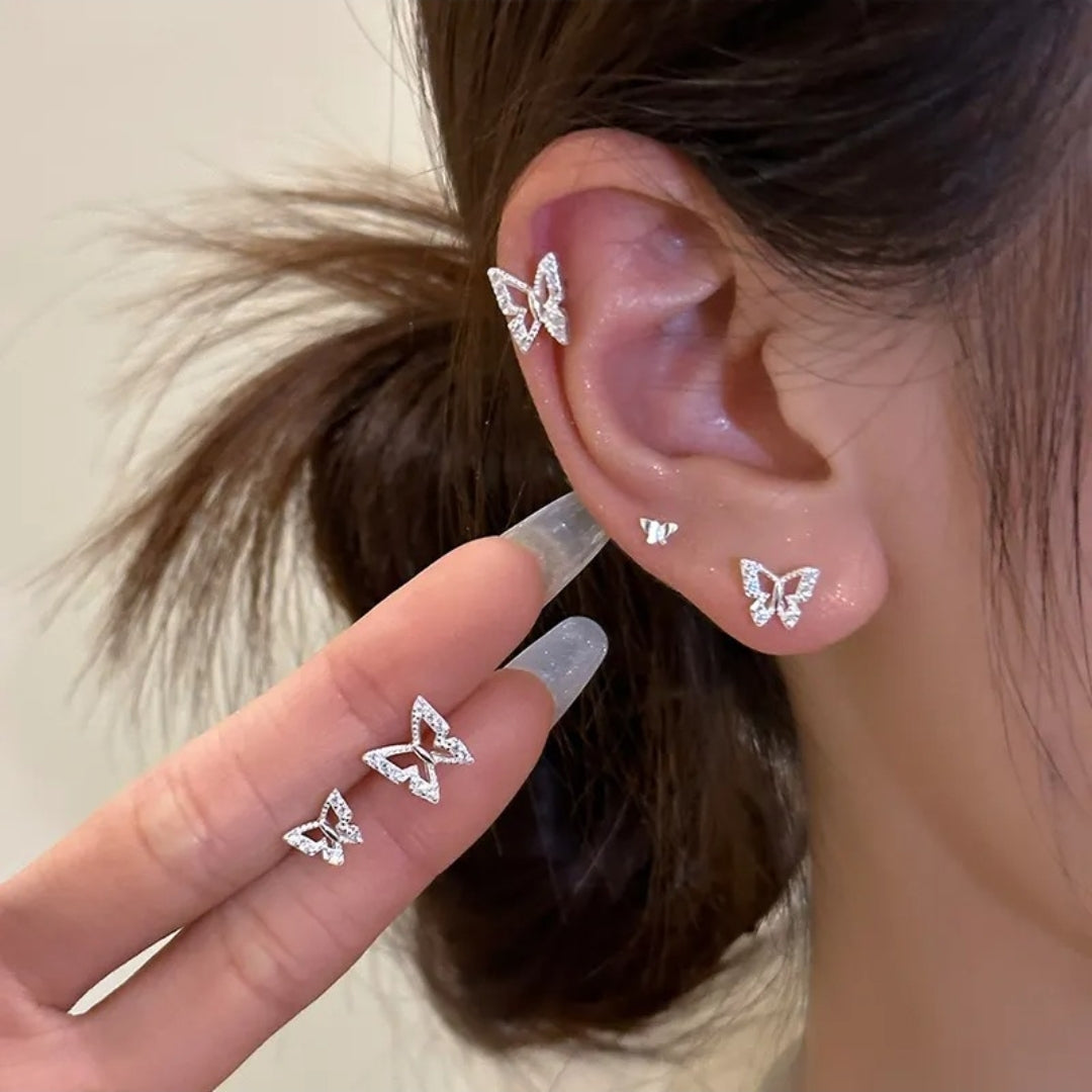 Butterfly Stud Earrings Set