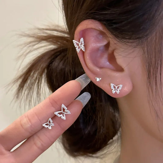 Butterfly Stud Earrings Set