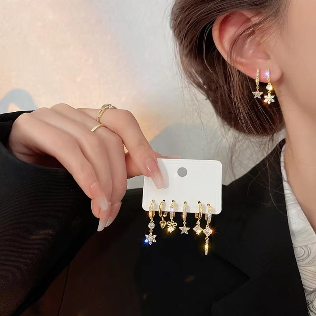 Mixed Charm Hoop Earring Set