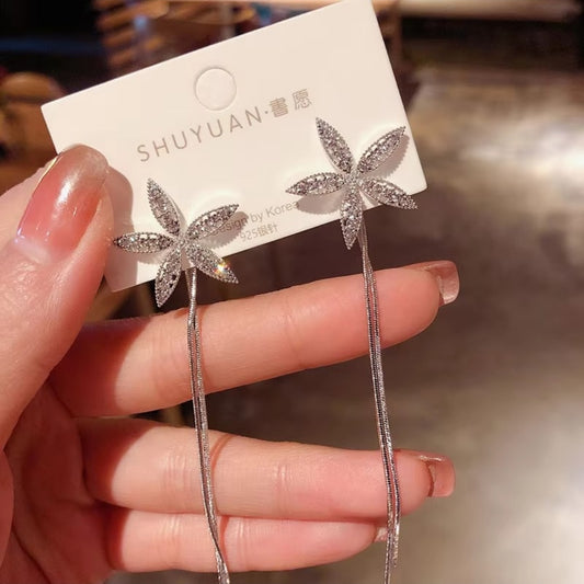 Flower crystal drop earring