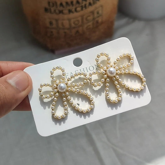 Floral Pearl Stud Earrings