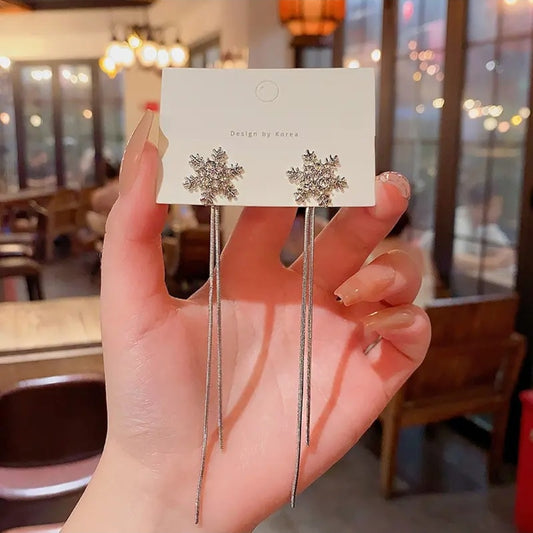 Snowflake Tassel Drop Earrings