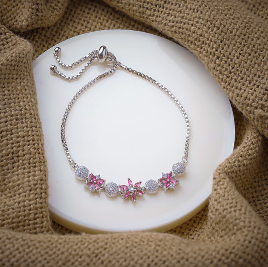 Floral Motif Tennis Bracelet