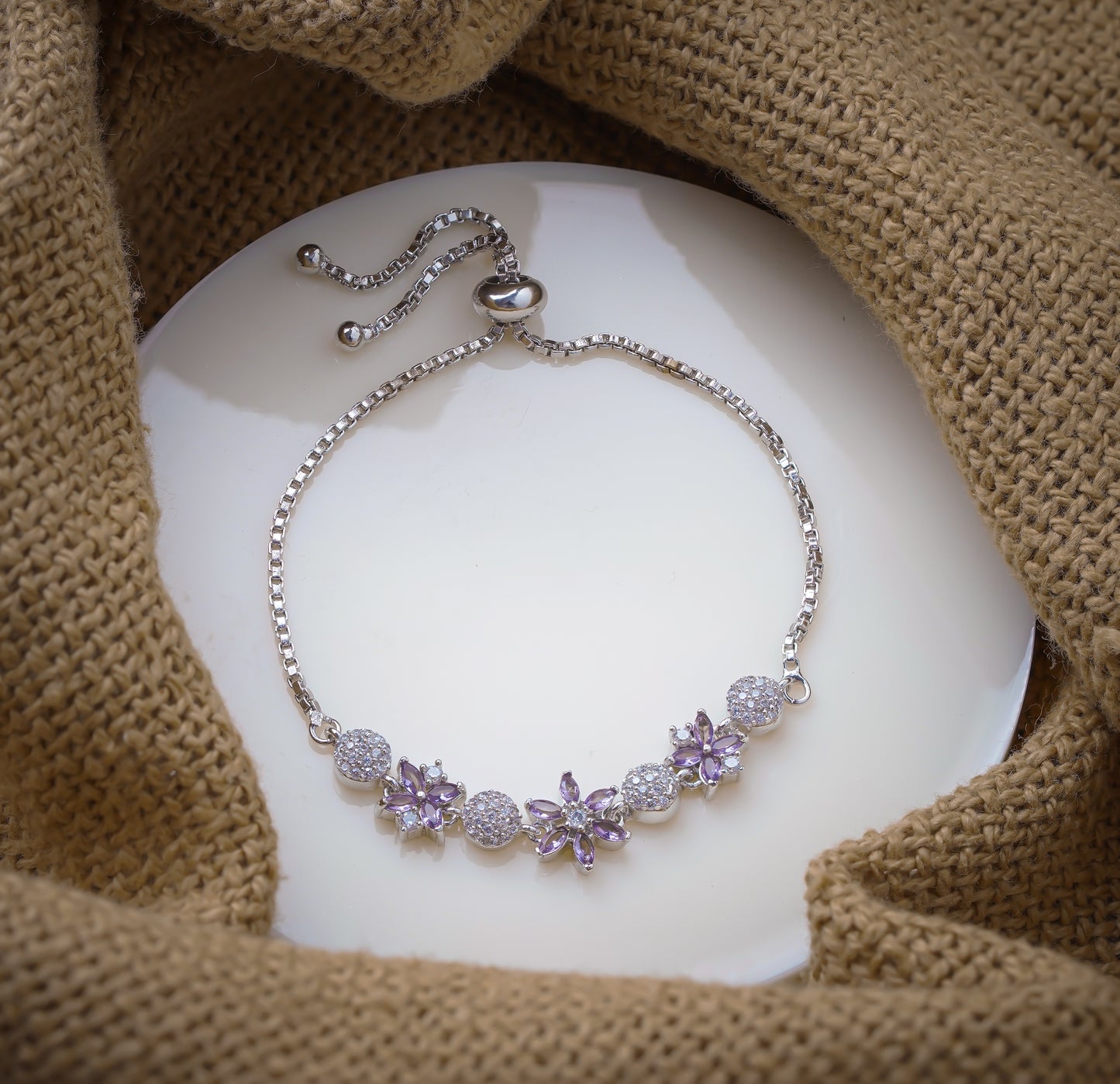 Floral Motif Tennis Bracelet